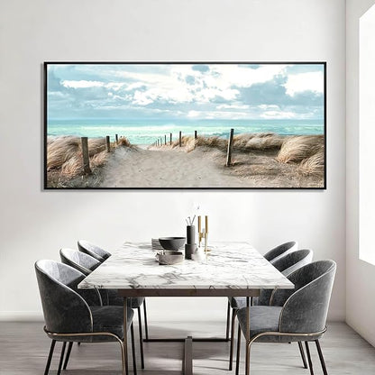 Ocean Wall Art Landscape Wall Decor Modern Canvas Prints 32"x70" Large Artwork for Living Room Framed Picture for Kitchen
