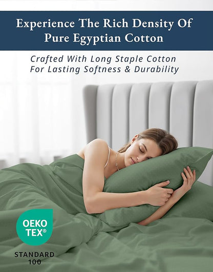 LANE LINEN Split King Sheets for Adjustable Beds - 5PC Sheets Set, 100% Egyptian Cotton, Cool Breathable & Soft, 2 Fitted Fits Upto 16" Deep Pockets - Swiss Dot - Iceberg Green