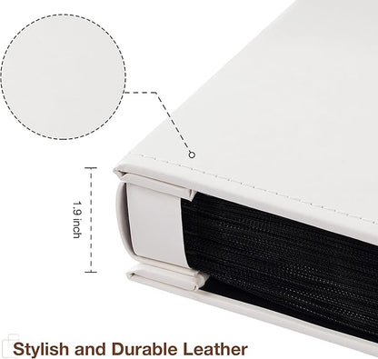 potricher Small Photo Album 4x6 200 Photos Leather Cover Picture Book with 200 Horizontal Pockets for Family Wedding Anniversary and Baby (White)