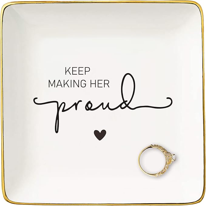 Loss of Mom-Grandma or Mom Remembrance Gift-Loss of Loved One-Anniversary of Passing-Bereavement Keepsake-Thinking of You-Memorial Present-Jewelry Tray Trinket Holder Ring Dish-Keep Making Her Proud