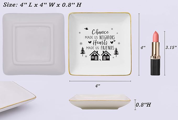 NZY Birthday,Christmas Gifts for Neighborhood,Friends,Women,Funny Friend,Bestie,Neighbor Gifts,Christmas Tree Decoration-Ceramic Jewelry Tray Trinket Holder Ring Dish