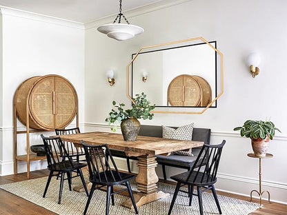 48.5"x32.5" Large Bathroom Mirror, Black and Gold Living Room Wall Mirror, with Decorative Metal Frame, Dining Room, Entryway