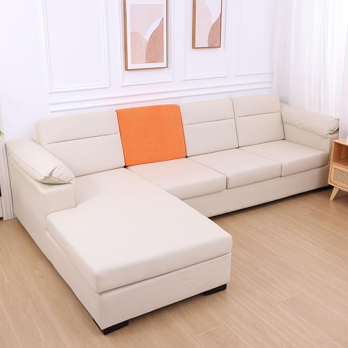 hyha Individual Couch Cushion Covers, Stretch Magic Sofa Seat Cushion Covers Washable, Dog Couch Sofa Slipcover for Pets, Kid with Elastic Bottom(Back Cover M, Orange)
