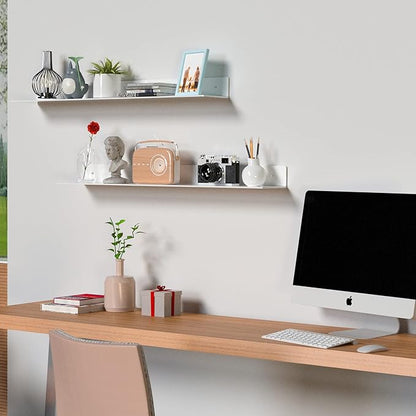 Sezanrpt 36 Inches Acrylic Wall Shelves 2 Pack, Floating Shelf for Wall Mounting, Acrylic Display Ledges for Funko Pop Figures, Home Décor, Living Room, Gaming Room, Plants(36 inch, White)