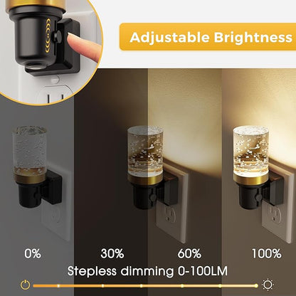 L LOHAS LED Night Light, Dimmable Bubble Night Lights Plug into Wall, 2 Pack Automatic Night Lights Plug in with Auto Light Sensor, Adjustable Brightness 3000K LED Night Light, for Bedroom Hallway Hom