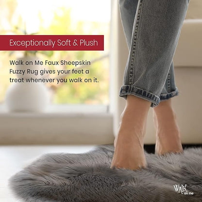 Silky Soft Faux Fur Rug, Sheepskin Area Rug, Shaggy Rug for Living Room, Bedroom, Kid's Room, or Nursery, Home Décor Accent, Machine Washable with Non-Slip Backing (Gray, Rectangle (5'x8'))