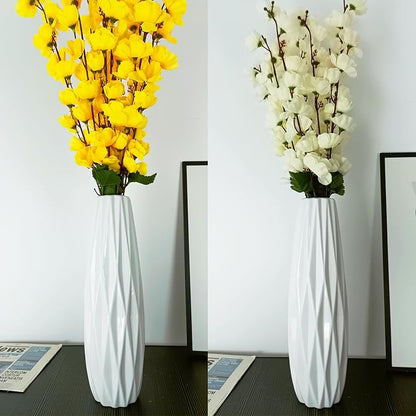 12Inch Tall Vase White Ceramic Flower Vase for Pampas Grass,Home Decor, Modern Textured Vases for Living Room Decorations,Table Centerpieces,Shelf,Farmhouse Small Ceramic Vase