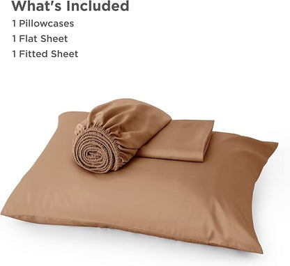 Bedsure Cooling Sheets Twin, Rayon Derived from Bamboo, Breathable & Soft Twin Sheets Set, Deep Pocket Up to 16 Inches, Hotel Luxury Silky Bedding for Hot Sleepers, Khaki