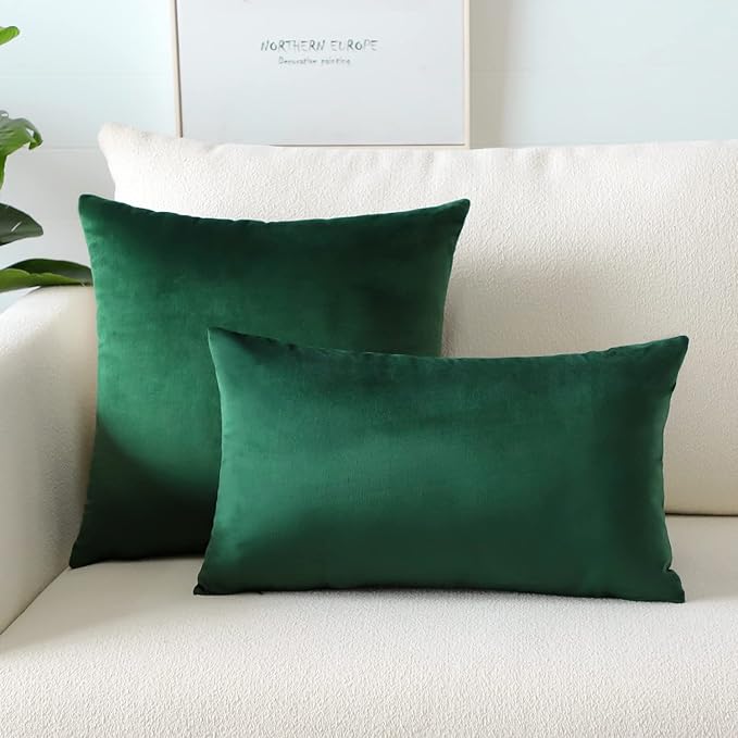 Artscope Luxury Velvet Pillow Covers Super Soft Decorative Square Throw Pillow Covers Case Cushion Covers for Sofa Couch Bedroom Car Decor 12x20 Inch Army Green
