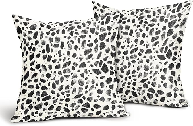 Polka Dot Pillow Covers 24x24 Set of 2 Decorations Black Cream Throw Pillow Covers Boho Decor Brush Strokes Pillowcases Modern Trendy Pattern Farmhouse Soft Cozy for Sofa Bed Home Decorative