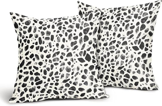 Polka Dot Pillow Covers 16x16 Set of 2 Decorations Black Cream Throw Pillow Covers Boho Decor Brush Strokes Pillowcases Modern Trendy Pattern Farmhouse Soft Cozy for Sofa Bed Home Decorative
