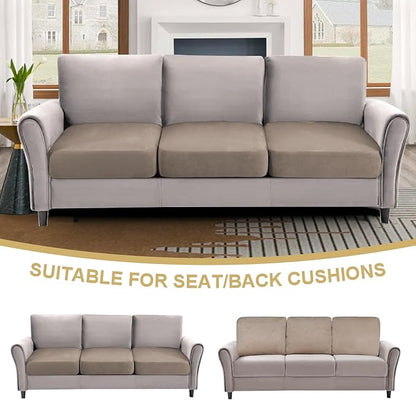 H.VERSAILTEX Sectional Cushion Covers Individual Seat Cushion Cover Stretch Sofa Covers Washable Soft Suede Couch Covers for Sectional Sofa(3 Piece Sofa Cover,Sand)