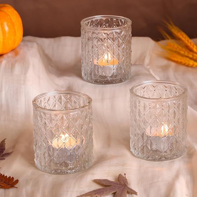8Pcs Large Votive Candle Holders Clear Tea Light Candle Holders Glass Candle Holder for Wedding, Bridal Shower, Table Centerpiece, Party, Home Decor