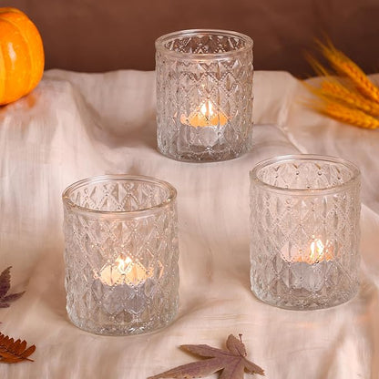 8Pcs Large Votive Candle Holders Clear Tea Light Candle Holders Glass Candle Holder for Wedding, Bridal Shower, Table Centerpiece, Party, Home Decor