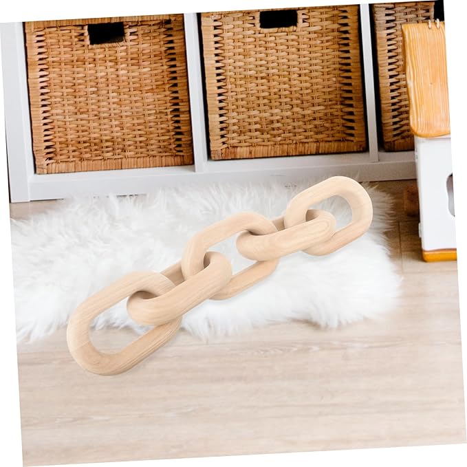 Decorative Wood Chain Links for Living Room Rustic Knot Decor for Home Table Centerpiece Handmade Natural Wood Ornament for Nursery Bedroom and Housewarming Gifts