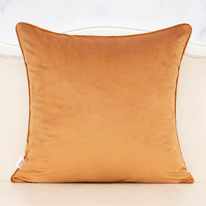 Alerfa Orange Floral Throw Pillow Cover 18 x 18 Inch Cut Velvet Sqaure Luxury Decorative Pillow Cover for Couch Living Room Bedroom