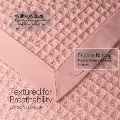Salt Earth GOTS Certified 100% Organic Cotton Throw Blanket, 55"x60" Waffle Blankets & Throws for Bed, Throw Blanket for Couch, Cozy Christmas Blankets and Throws for Christmas Gifts (Misty Rose)