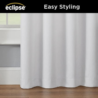 Eclipse Extra Wide Grommet Curtain, Kendall Sliding Patio Door Curtain Panel, Solid Textured Thermal Insulated and Noise Reducing Curtains, (1 Panel), 84 in Long x 100 in Wide, White