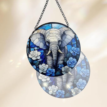 Handcrafted Organic Glass SunCatcher for Home Decor and Outdoor Garden Decor -Elephant Suncatcher Hanging Ornaments for Indoor Window Sun Catching, Room Decor Aesthetic and Housewarming Gifts