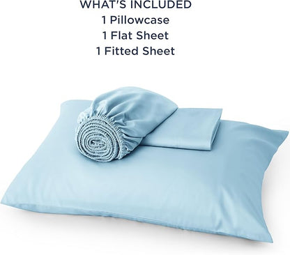 Bedsure Cooling Sheets Twin, Rayon Derived from Bamboo, Breathable & Soft Twin Sheets Set, Deep Pocket Up to 16 Inches, Hotel Luxury Silky Bedding for Hot Sleepers, Aqua