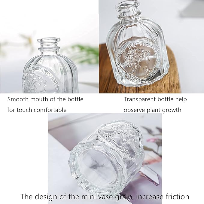 Bud Vases in Bulk - Small Glass Vase Set of 5 Different Shape Vintage, Mini Vases Clear Small Vases for Flowers, Glass Bud Vase Glass Flower Clear Vases for Centerpiece Bulk, Wedding Table