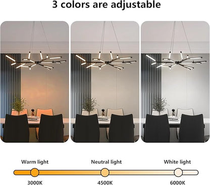 Modern LED Chandeliers Flush Mount Linear Art Deco Chandelier Fixture Sputnik Pendant Light for Dining Room,Staircase,Bedroom,Bathroom,Living Room,Foyer and Kitchen Island Easy to Install lighting