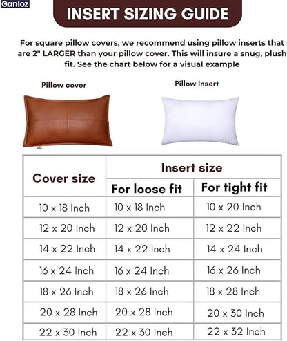 100% Lambskin Leather Pillow Cover - Sofa Cushion Case - Decorative Throw Covers for Living Room & Bedroom, 22X30 Inch - Mango Tan Antique Box Pack of 2