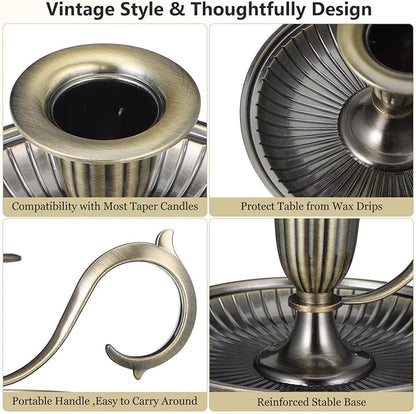 BESPORTBLE Vintage Taper Candle Holders with Handle: 1Pcs Retro Candlestick Holders Vintage for Easter Table - Antique Decor for Kitchen and Entryway Decor - Home Décor Accents Candle Sticks