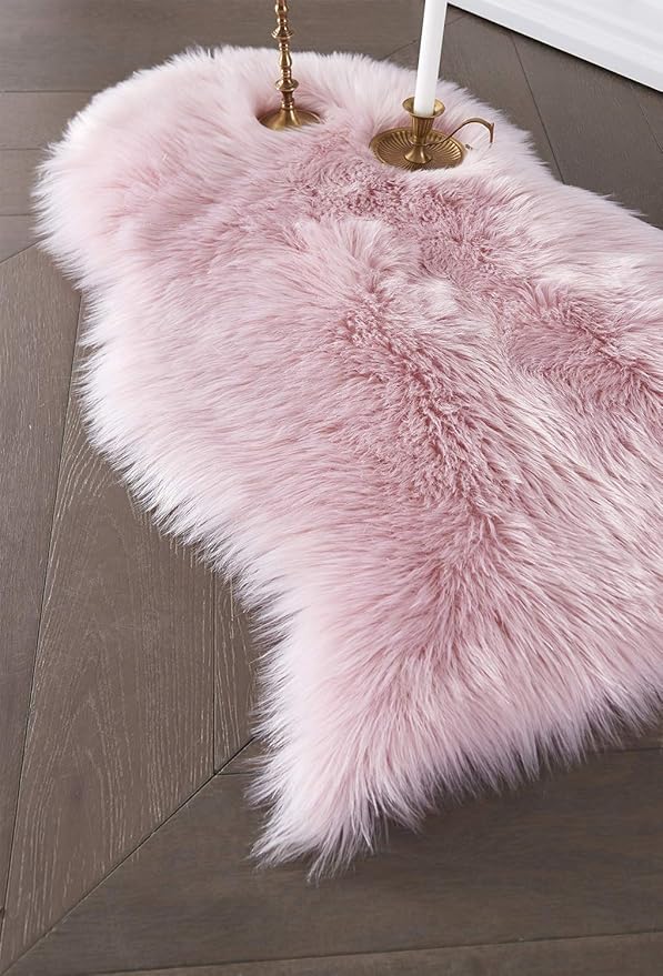 SERISSA Faux Sheepskin Fur Chair Couch Cover Small Fuzzy Area Rug for Bedroom Floor Window Room Decor 2x3 Feet