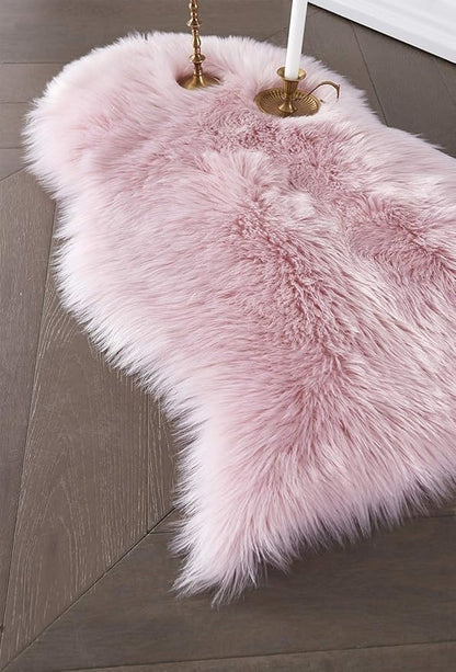 SERISSA Faux Sheepskin Fur Chair Couch Cover Small Fuzzy Area Rug for Bedroom Floor Window Room Decor 2x3 Feet