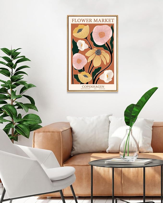 Zzuyi Framed Flower Market Wall Art,Anthropologie art,Botanical Flower wall art for Living Room Bedroom Decoration-12 x 16"