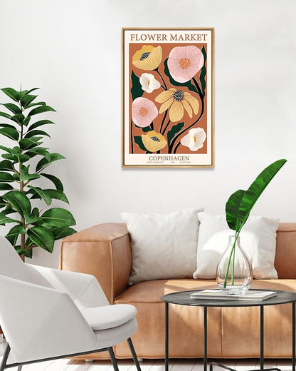 Zzuyi Framed Flower Market Wall Art,Anthropologie art,Botanical Flower wall art for Living Room Bedroom Decoration-16 x 24"