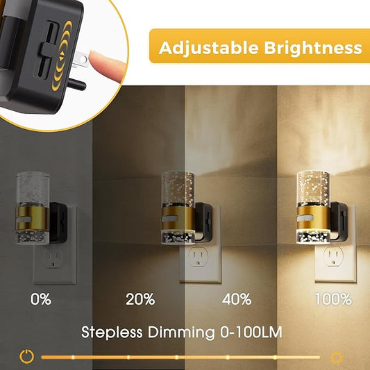 L LOHAS LED Motion Sensor Night Light,Dimmable Night Lights Plug into Wall, Acrylic Nightlight with 0-100 LM Adjustable Brightness, 3000K Plug in Night Light with Motion Activated for Bathroom Hallway
