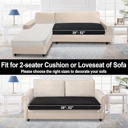 NAISI Couch Cushion Covers 1 Piece Velvet Stretch Loveseat Cover or 2 Seat Sofa Cover Soft Individual Couch Covers for Sectional Sofa(1 PC for 2-Seat Cushion or Loveseat,Black)