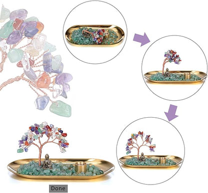 Jovivi Crystal Incense Holder for Sticks, Amethyst Healing Crystal Stone Money Tree Buddha Statue Set Incense Burner, Incense Trays for Wealth, Good Luck,Yoga Meditation Home Decor