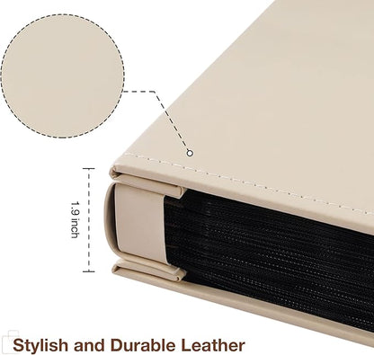 potricher Small Photo Album 4x6 100 Photos Leather Cover Picture Book with 100 Horizontal Pockets for Family Wedding Anniversary and Baby (Beige)