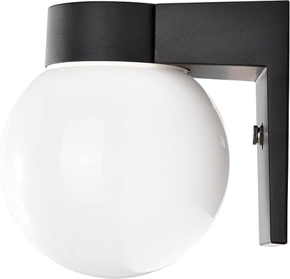 Nuvo Lighting SF77/140 Utility Fixture Die Cast Aluminum Durable Outdoor Wall Mount Porch and Patio Light with White Glass Globe, Black
