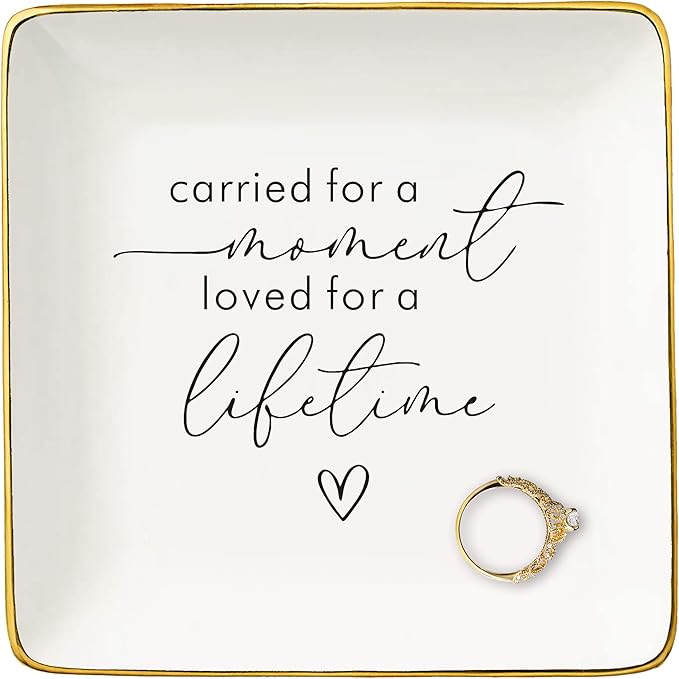NZY Miscarriage Sympathy Gifts for Mother,Loss Angel Baby Memorial,Infant Loss,Child Lose Remembrance-Infant Stillborn Comfort Gift for Mom,Carried for a Moment-Jewelry Tray Trinket Holder Ring Dish