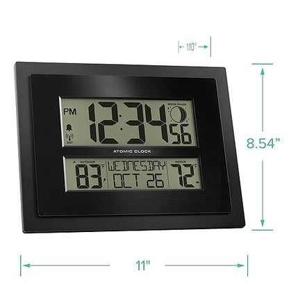 La Crosse Technology 513-75624-INT Digital Atomic Clock with Outdoor Temperature and Moon Phase,Black