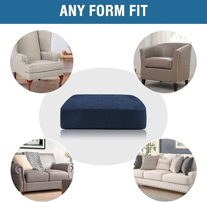 H.VERSAILTEX Velvet Stretch Couch Cushion Cover Plush Cushion Slipcover for Chair Cushion Furniture Protector Seat Cushion Sofa Cover (1 Piece Armchair Cushion Covers, Navy)