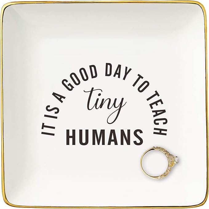 NZY It Is A Good Day to Teach-Teacher Appreciation Gifts for Women,Thank You for Teaching Present,Teachers Appreciation Week Presents,Christmas Gifts-Jewelry Tray Trinket Holder Ring Dish