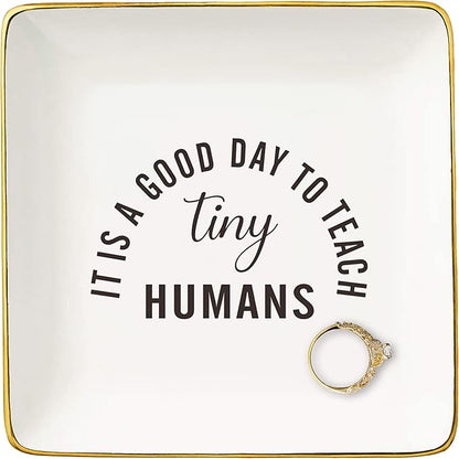 NZY It Is A Good Day to Teach-Teacher Appreciation Gifts for Women,Thank You for Teaching Present,Teachers Appreciation Week Presents,Christmas Gifts-Jewelry Tray Trinket Holder Ring Dish