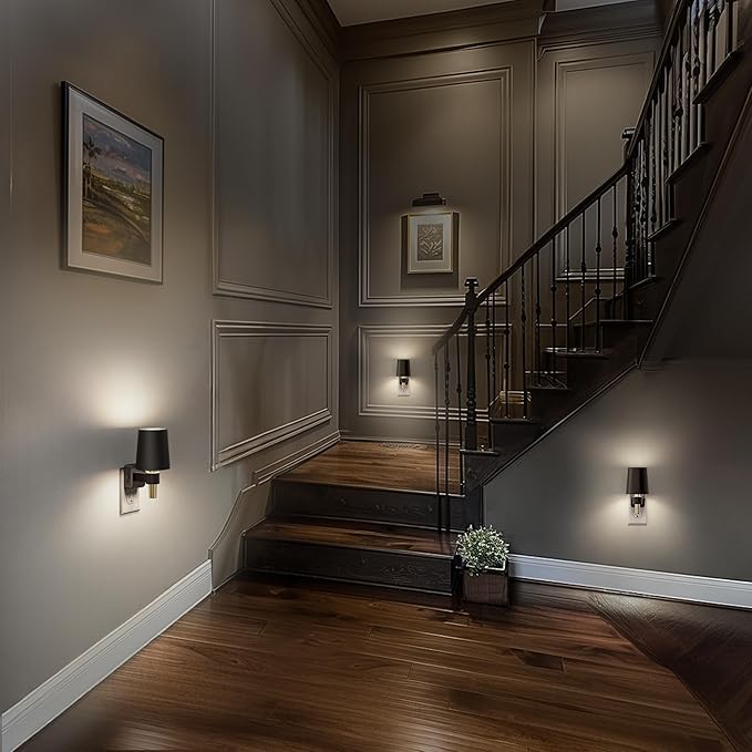 Night Light, Dimmable Night Lights Plug into Wall [2 Pack], Dusk to Dawn Sensor, Daylight White 5000K, 0-100LM, Plug in NightLight, Vintage Night Light for Hallway Bedroom Stairway