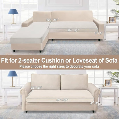 NAISI Couch Cushion Covers 1 Piece Velvet Stretch Loveseat Cover or 2 Seat Sofa Cover Soft Individual Couch Covers for Sectional Sofa(1 PC for 2-Seat Cushion or Loveseat,Beige)