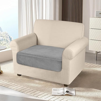 NAISI Couch Cushion Covers 1 Piece Velvet Stretch Sofa Seat Covers or Backrest Covers Soft Individual Couch Covers for Sectional Sofa(1 PC for Seat Cushion or Backrest,Light Grey)