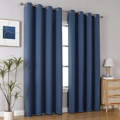 ChrisDowa Grommet Blackout Curtains for Bedroom and Living Room - 2 Panels Set Thermal Insulated Room Darkening Curtains (Stone Blue, 52W x 84L)