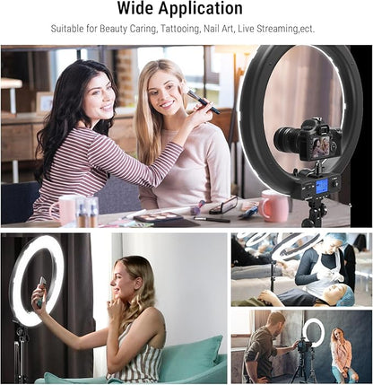 Ring Light,19inch LED Ring Light with Stand &LCD Display Adjustable Color Temperature 3000K-5800K, Makeup Light for YouTube Video Shooting, Portrait, Vlog, Selfie 【Upgraded Version】