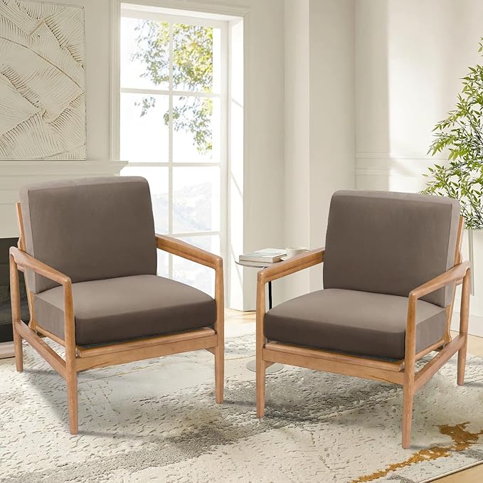 H.VERSAILTEX Fleece Sofa Cover 2 Piece Chair Covers Armchair Super Stretch Slip Covers for Modern Bedroom Armchairs Thick Soft Accent Chair Cover(Seat Cushion Cover Plus Back Cushion Cover,Taupe)
