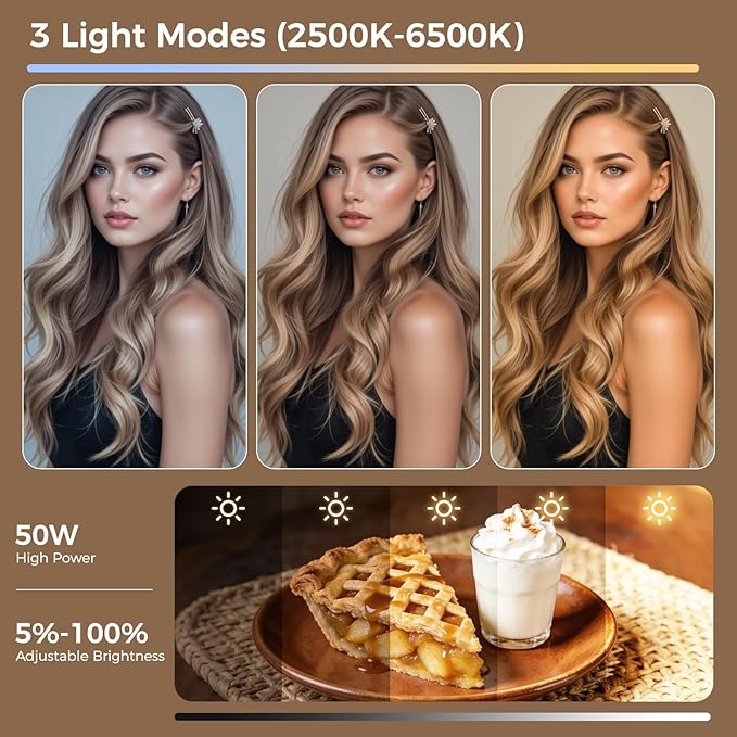18" Large Ring Light with 60" Tripod Stand for iPhone, Portable Foldable Bi-Color 2500-6500K LED Big Ringlight for iPad with Bluetooth Remote Video Recording YouTube TikTok Photography Makeup