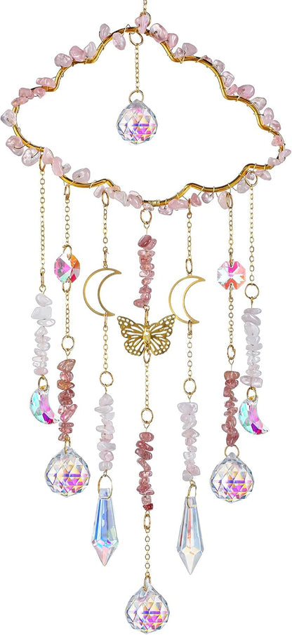 H&D HYALINE & DORA Cloud Shaped Crystal Suncatcher Glass Balls with Chain Rainbow Maker Sun Catcher Hanging Wind Chimes for Christams Home Decor